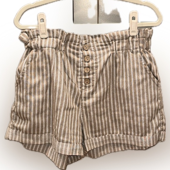 Tan Paper Bag Shorts - Picture 1 of 4